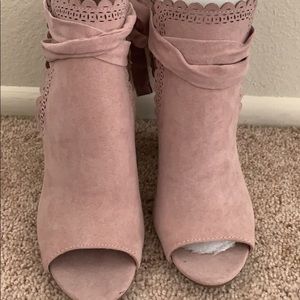 Blush just fab open toe boots